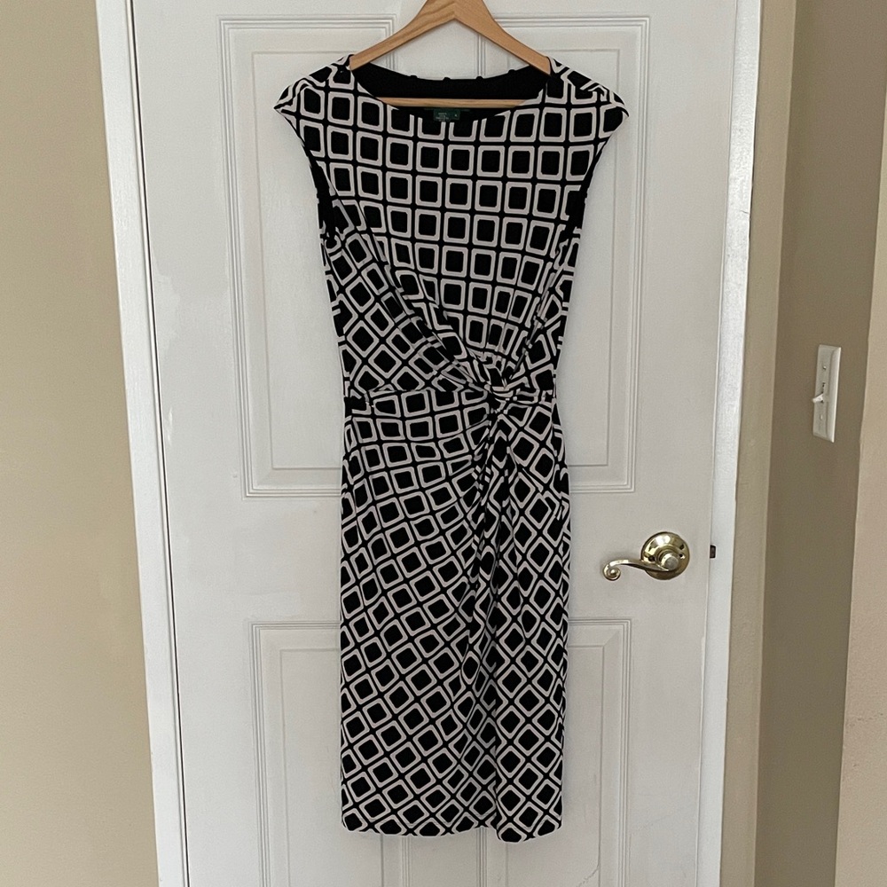 Ralph Lauren Black and White Checkered Midi Dress